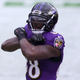 Wide receiver Dez Bryant #88 of the Baltimore Ravens celebrates following an 11-yard touchdown reception during the second quarter of their game against the Jacksonville Jaguars at M&T Bank Stadium on December 20, 2020 in Baltimore, Maryland.